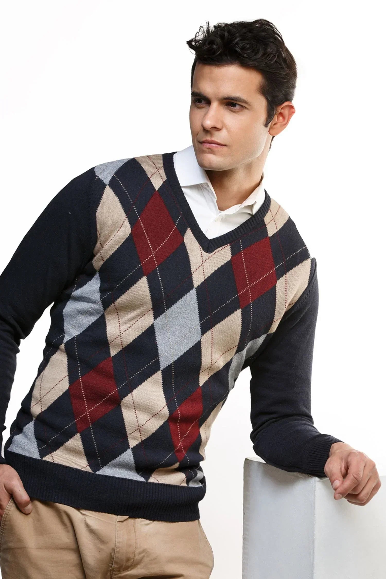 Suéter San Agustín en algodón regenerado rombos – Hombre